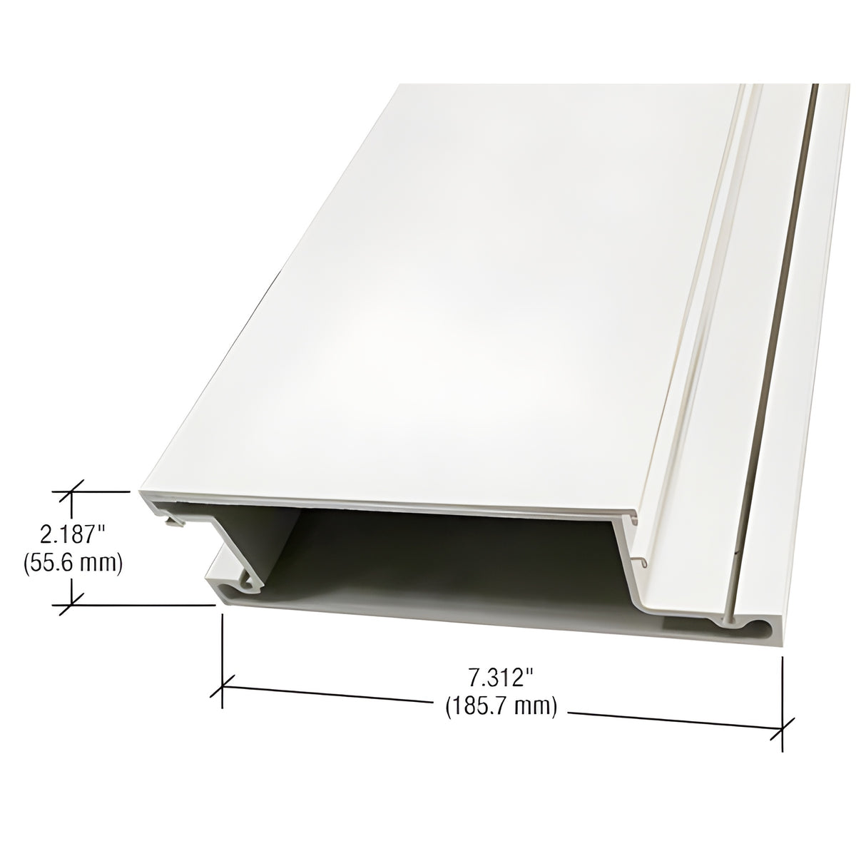 CRL-U.S. Aluminum White KYNAR® Paint 7-5/16" Mid-Rail for 9/16" Glass - 21'