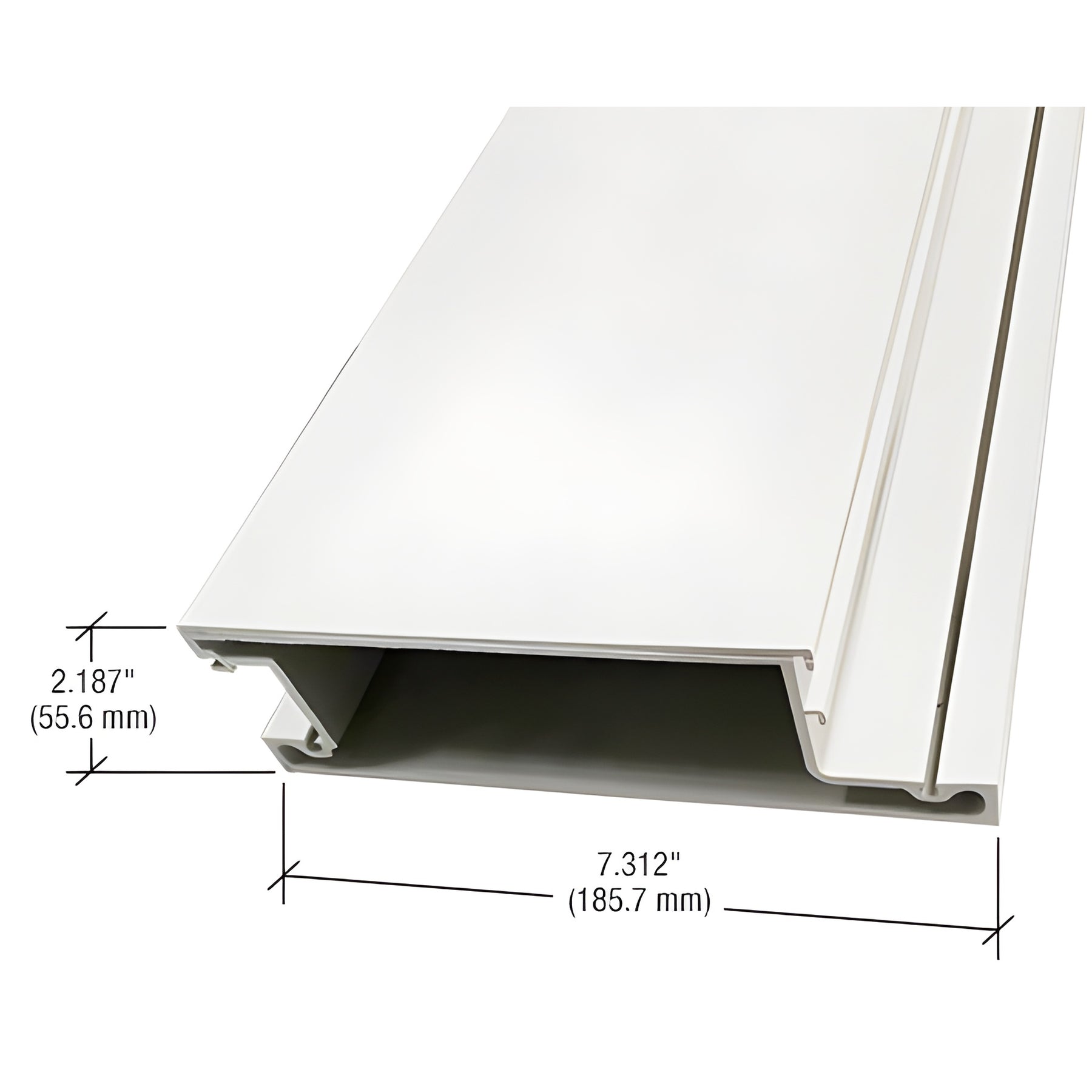 CRL-U.S. Aluminum White KYNAR® Paint 7-5/16" Mid-Rail for 9/16" Glass - 21'
