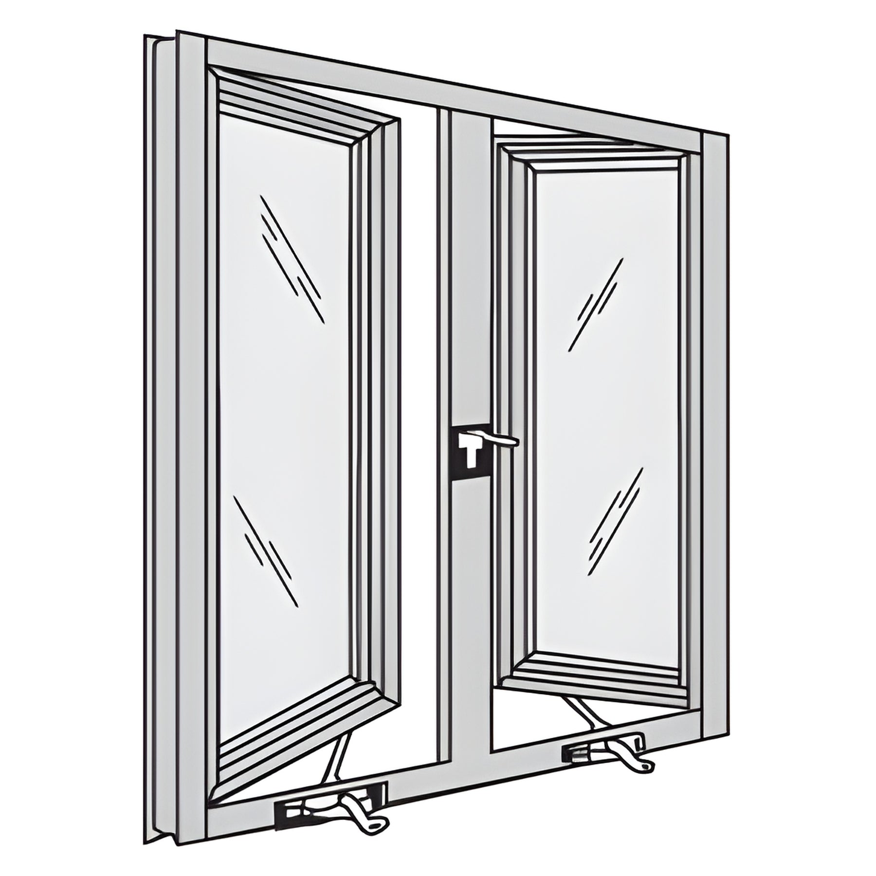 CRL-U.S. Aluminum White KYNAR® Paint 7200 Series Double Out-Swing Casement Windows