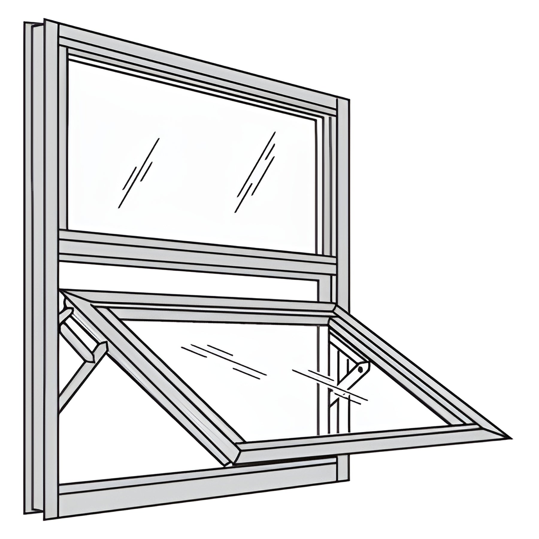 CRL-U.S. Aluminum White KYNAR® Paint 7200 Series Dual Vertical Stacked Window