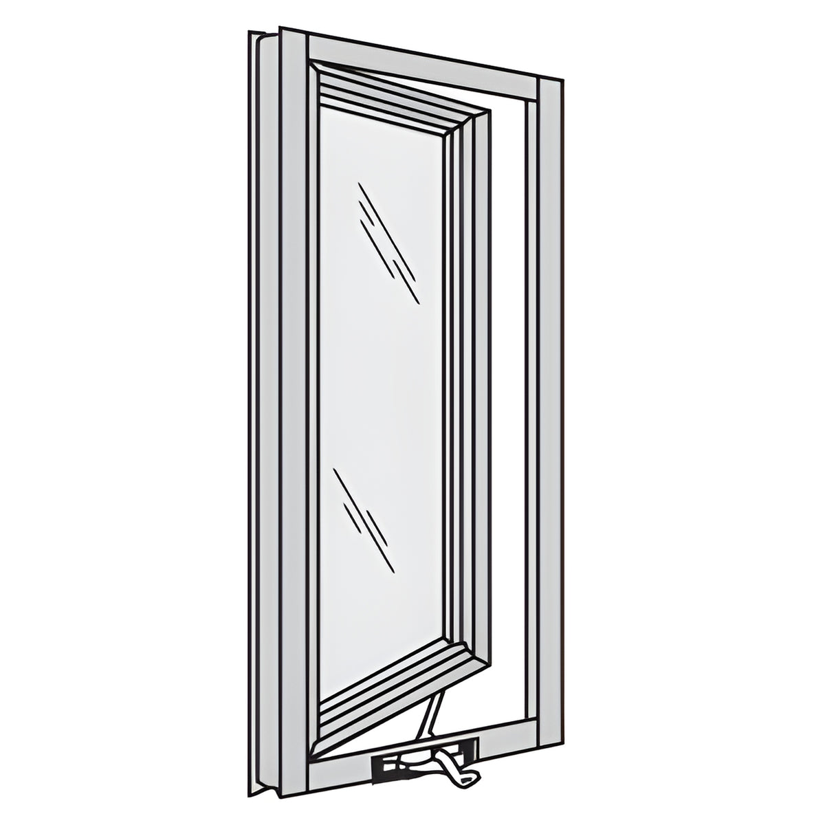 CRL-U.S. Aluminum White KYNAR® Paint 7200 Series Out-Swing Casement Window for 1" Glazing