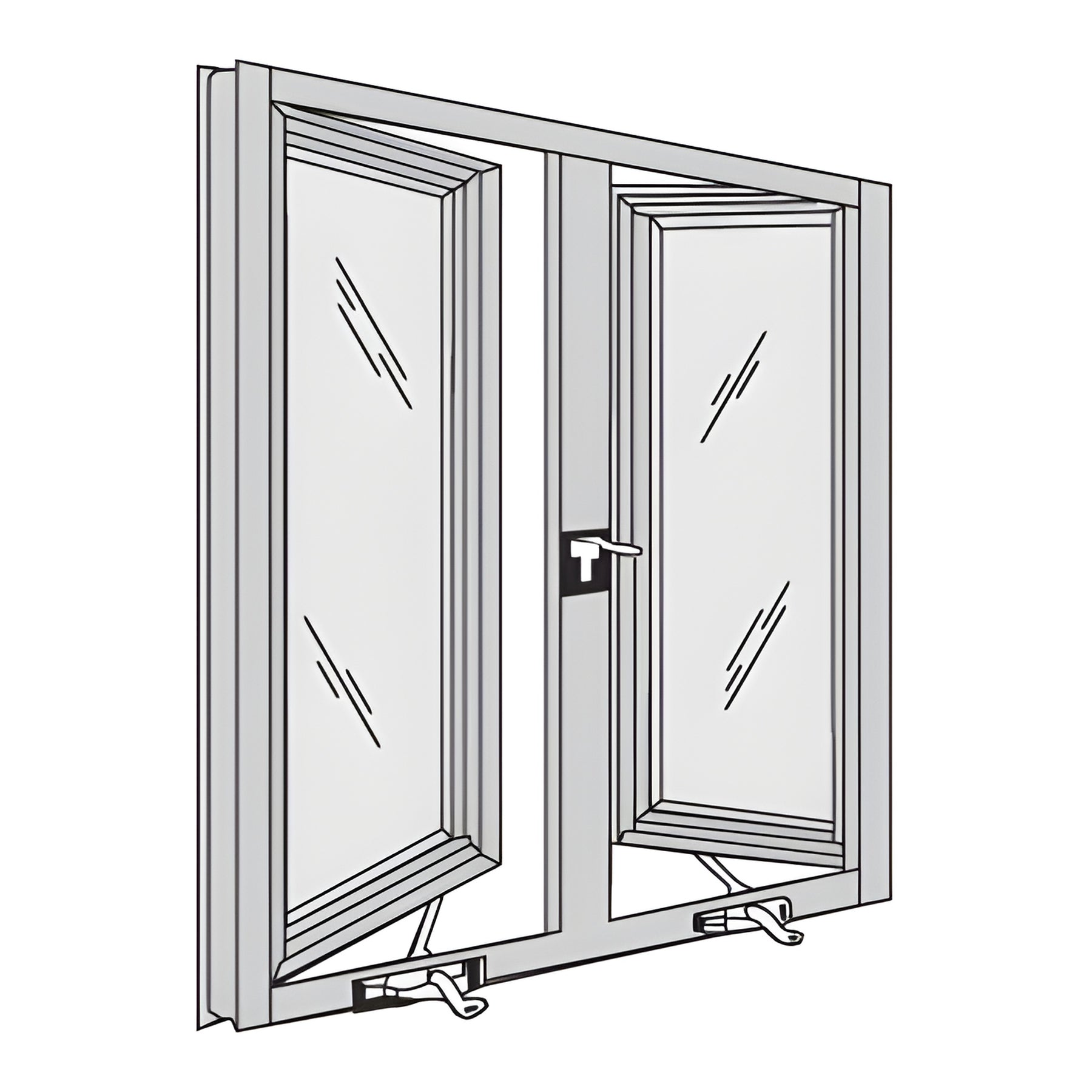 CRL-U.S. Aluminum White KYNAR® Paint 7300 Series Double Out-Swing Casement Window for 1" Glazing