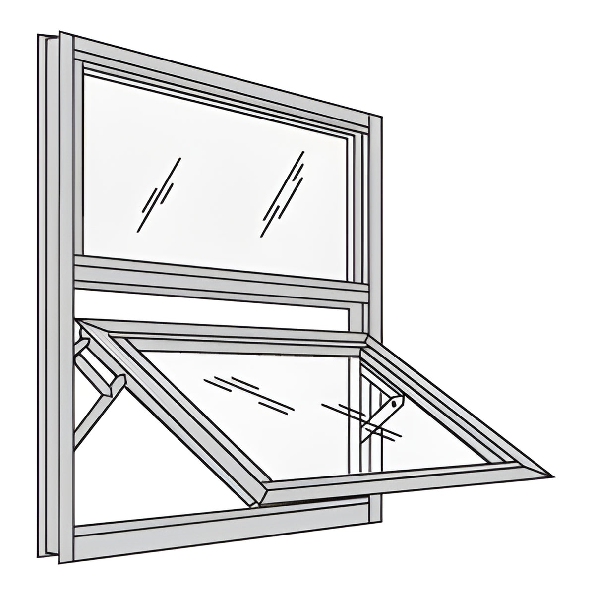 CRL-U.S. Aluminum White KYNAR® Paint 7300 Series Dual Vertical Stacked Window