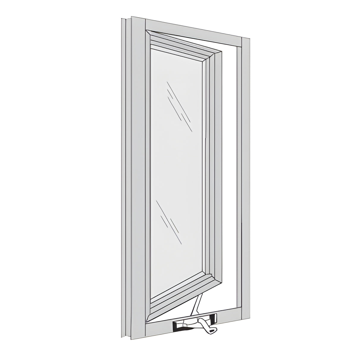 CRL-U.S. Aluminum White KYNAR® Paint 7300 Series Out-Swing Casement Window for 1" Glazing