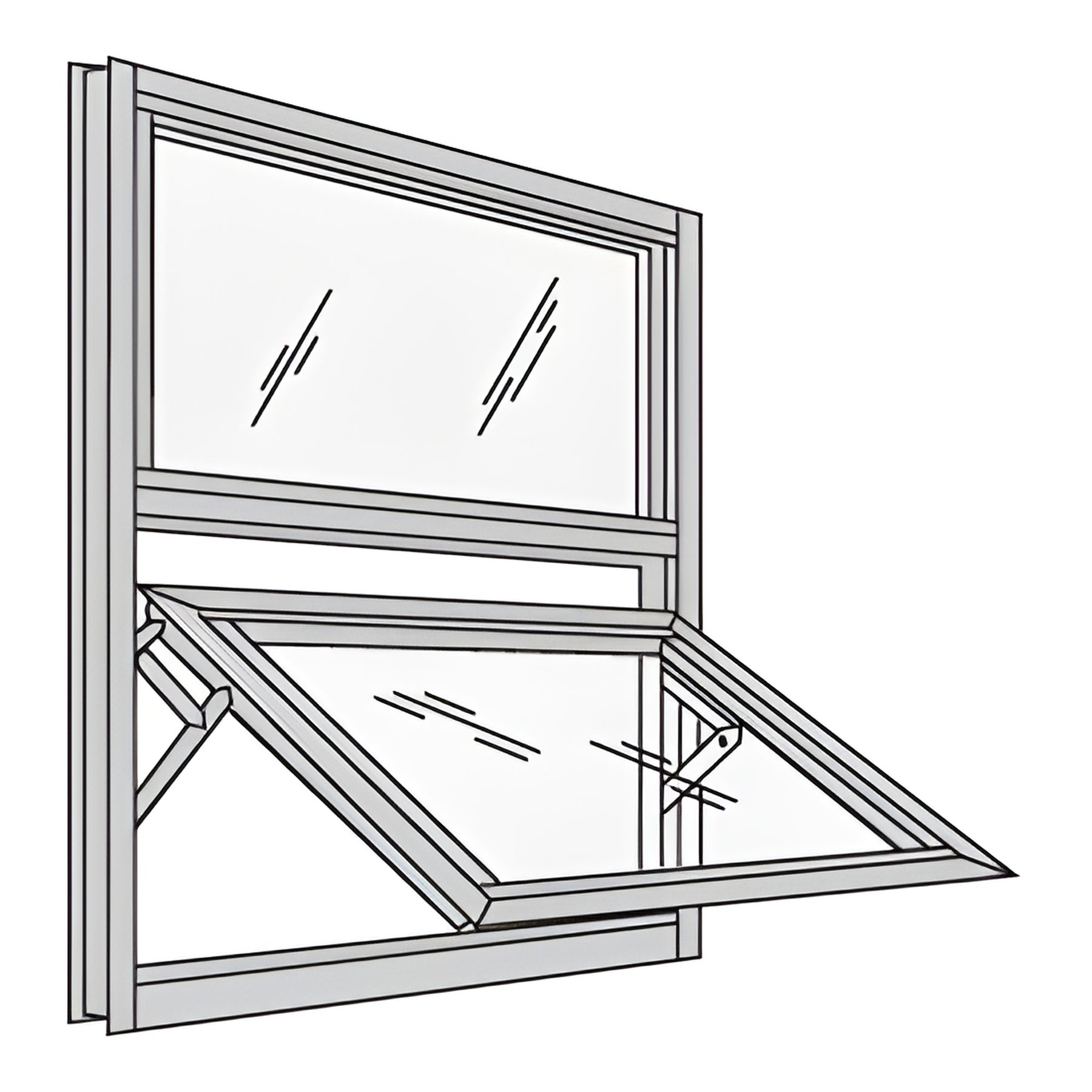 CRL-U.S. Aluminum White KYNAR® Paint 7400 Series Dual Vertical Stacked Window for 1" Glazing