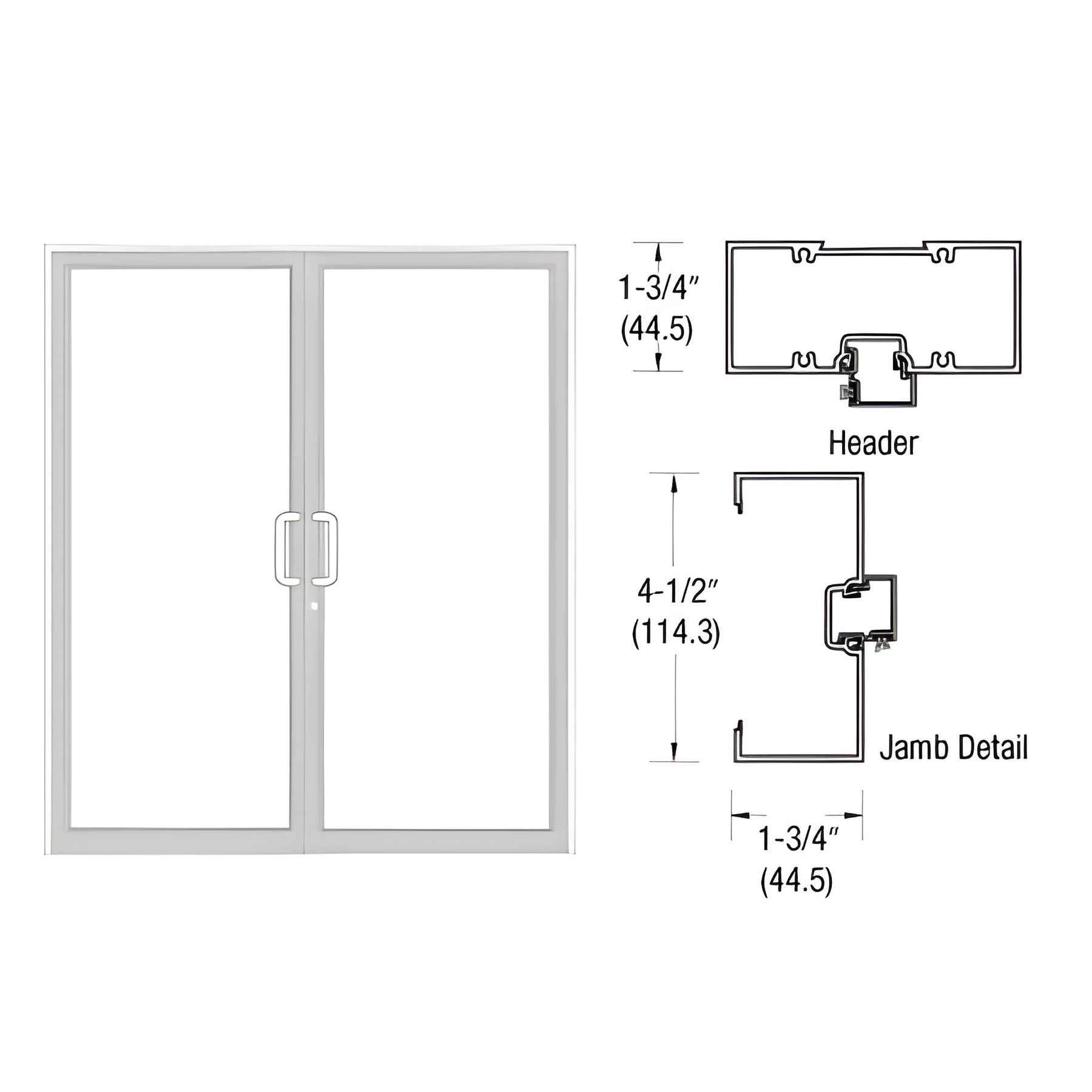 CRL-U.S. Aluminum White KYNAR® Paint 75-1/2" x 85-3/4" Series 450 Open Back Butt Hinge Up and Over Frame Complete (2F)