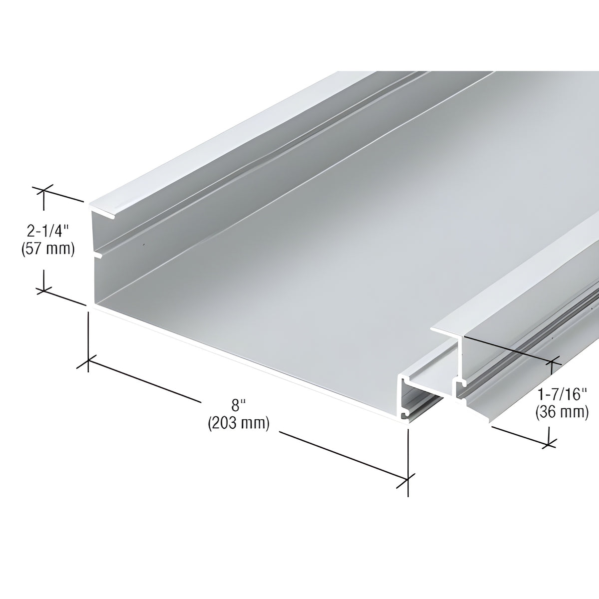 CRL-U.S. Aluminum White KYNAR® Paint 8" Open Back Head Mullion for 1" Glass - 24'-2"