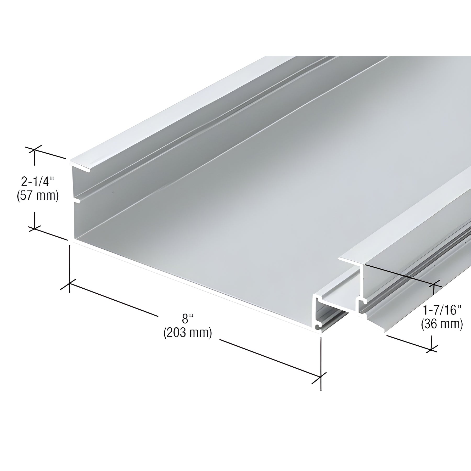 CRL-U.S. Aluminum White KYNAR® Paint 8" Open Back Head Mullion for 1" Glass - 24'-2"