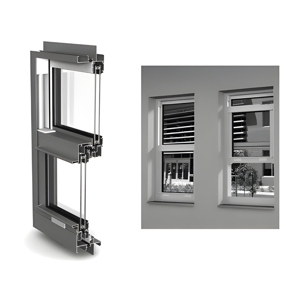 CRL-U.S. Aluminum White KYNAR® Paint 8000 Series Single Hung Window for 1" Glazing