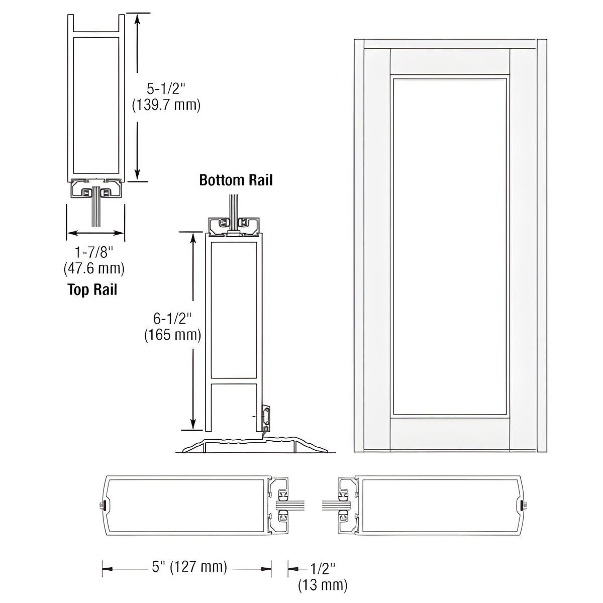 CRL-U.S. Aluminum White KYNAR® Paint Blank Single Series 850 Durafront Wide Stile Center Hung Entrance Door - No Prep