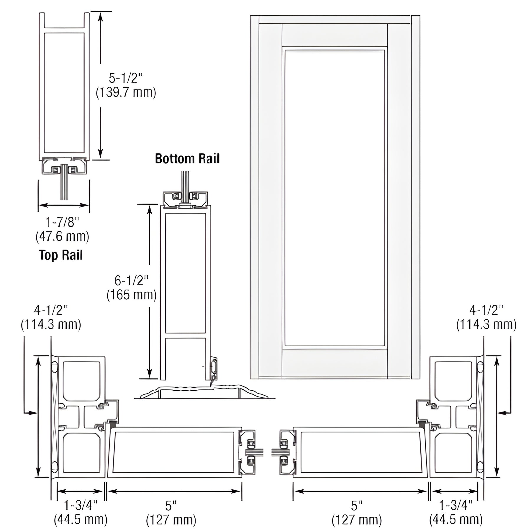 CRL-U.S. Aluminum White KYNAR® Paint Blank Single Series 850 Durafront Wide Stile Offset Hung Entrance Door- No Prep