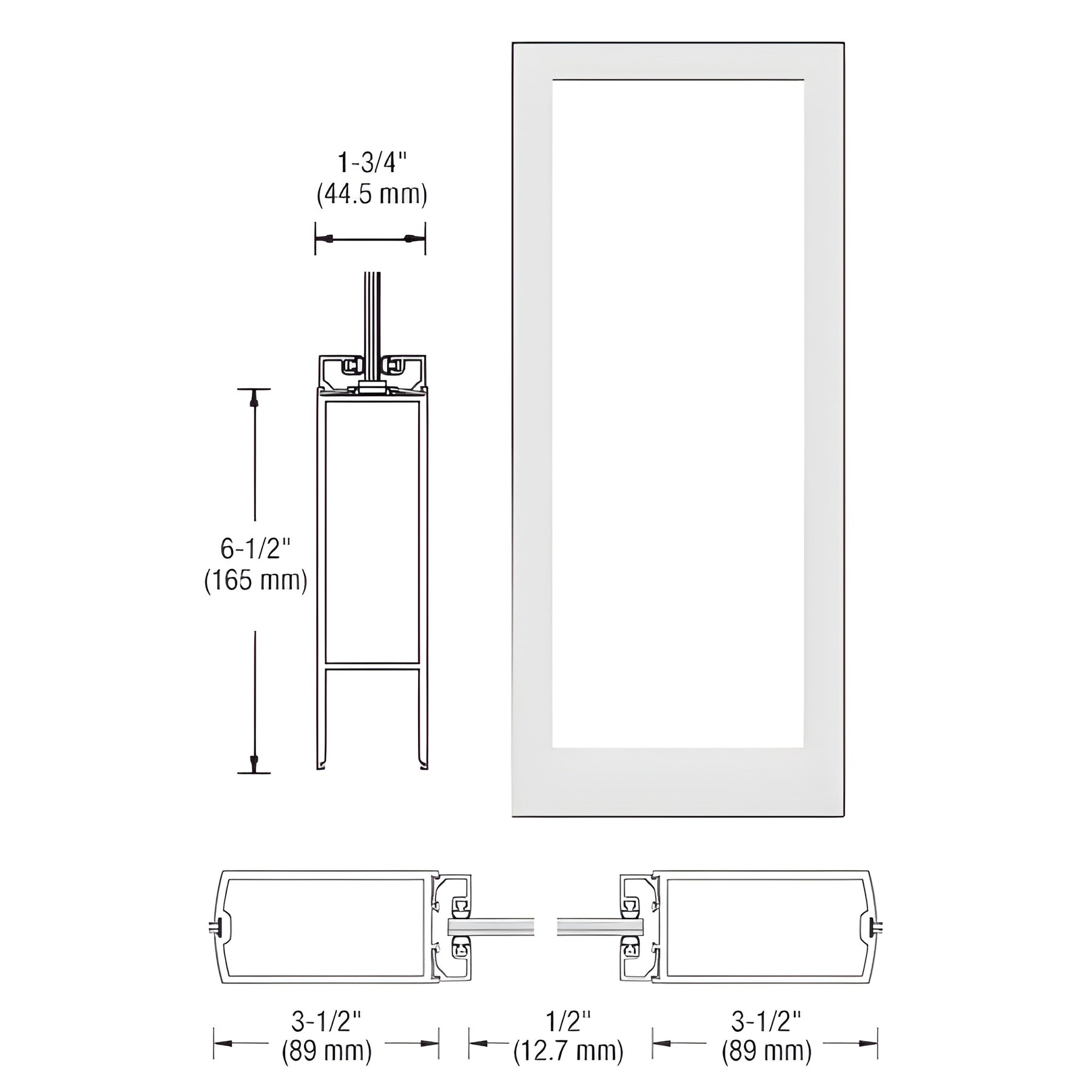 CRL-U.S. Aluminum White KYNAR® Paint Custom Single Blank 400 Medium Stile Center Hung Entrance Door - No Prep