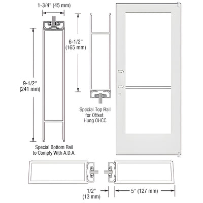 CRL-U.S. Aluminum White KYNAR® Paint Custom Single Series 550 Wide Stile Offset Pivot Entrance Door for Overhead Concealed Door Closer