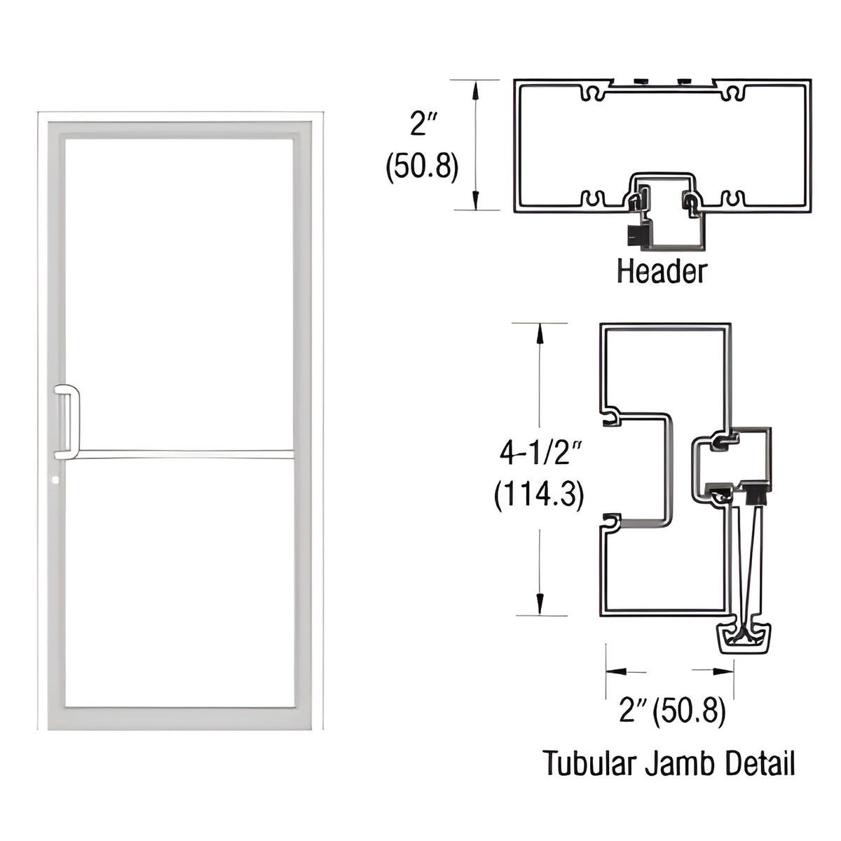 CRL-U.S. Aluminum White KYNAR® Paint Custom Size Series 451 Tubular Gear Hinge Up and Over Frame Complete (1F)