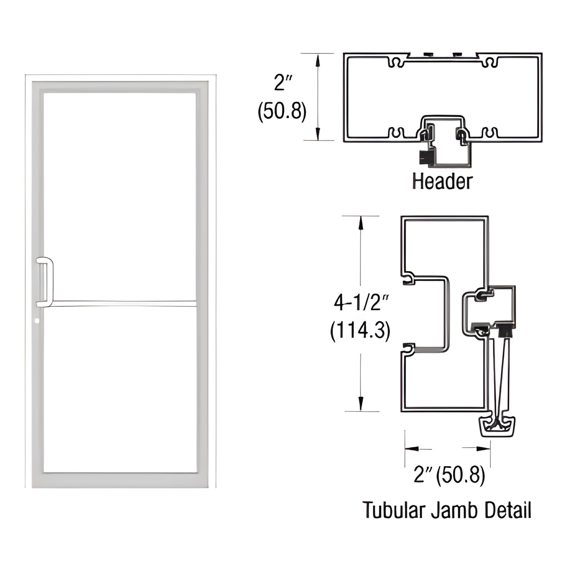 CRL-U.S. Aluminum White KYNAR® Paint Custom Size Series 451 Tubular Gear Hinge Up and Over Frame Complete (1F)