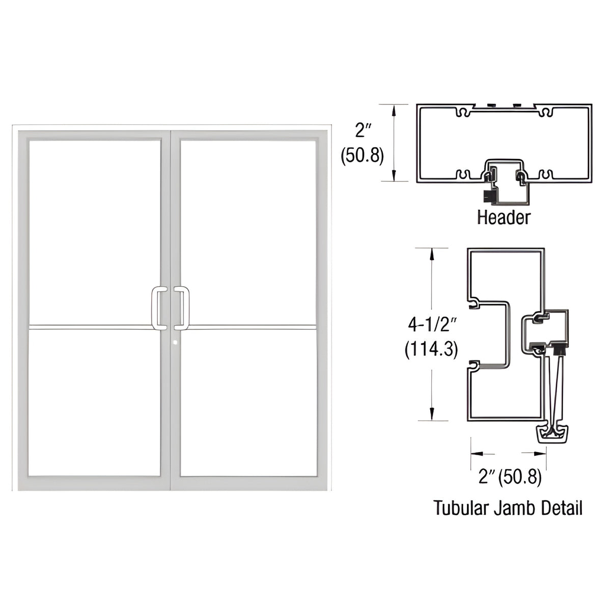CRL-U.S. Aluminum White KYNAR® Paint Custom Size Series 451 Tubular Gear Hinge Up and Over Frame Complete (2F)