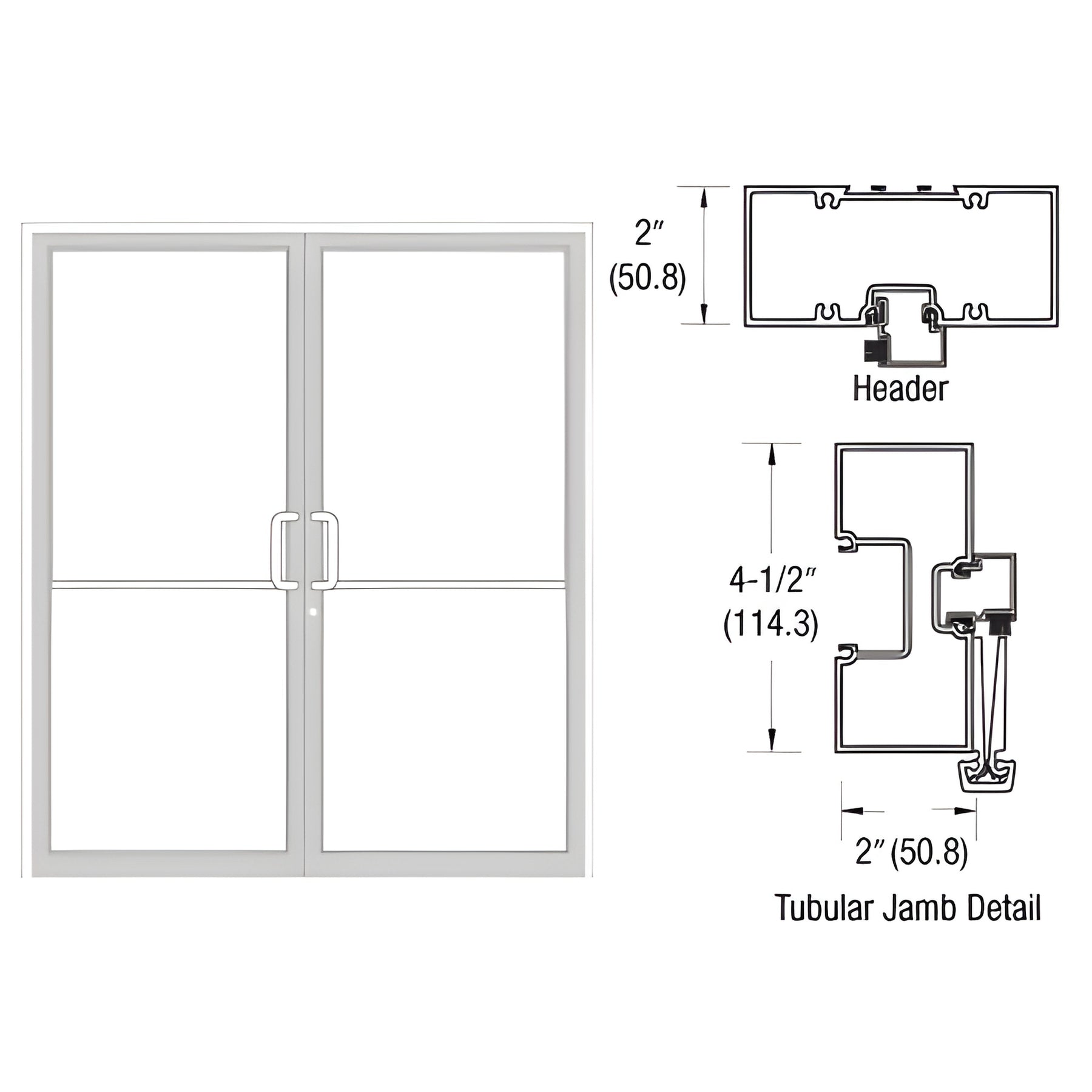 CRL-U.S. Aluminum White KYNAR® Paint Custom Size Series 451 Tubular Gear Hinge Up and Over Frame Complete (2F)