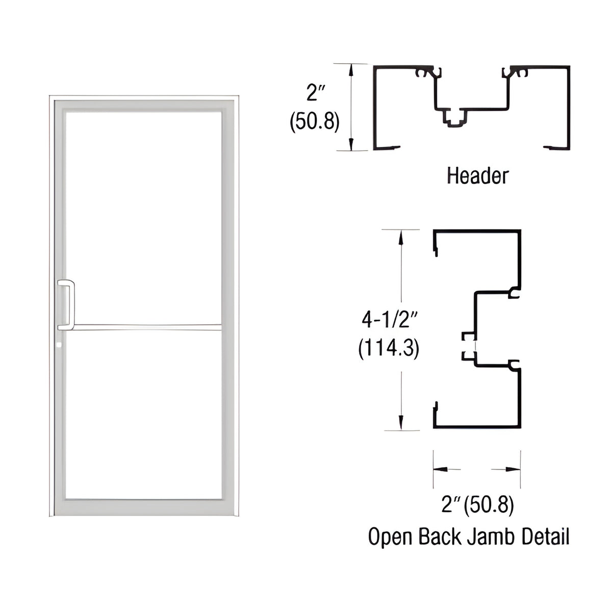 CRL-U.S. Aluminum White KYNAR® Paint Custom Size Series IT451 Open Back Offset Pivot Up and Over Frame Complete (1F)