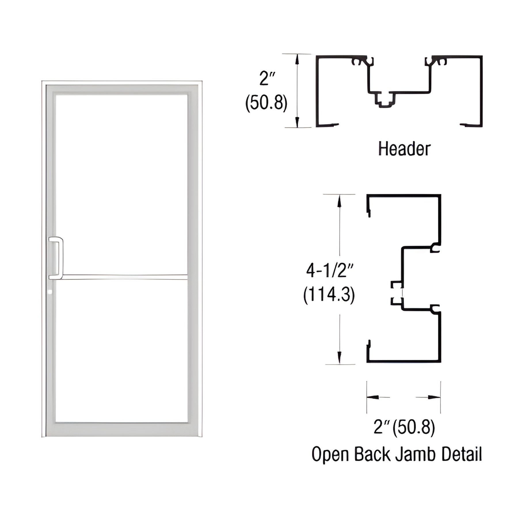 CRL-U.S. Aluminum White KYNAR® Paint Custom Size Series IT451 Open Back Offset Pivot Up and Over Frame Complete (1F)