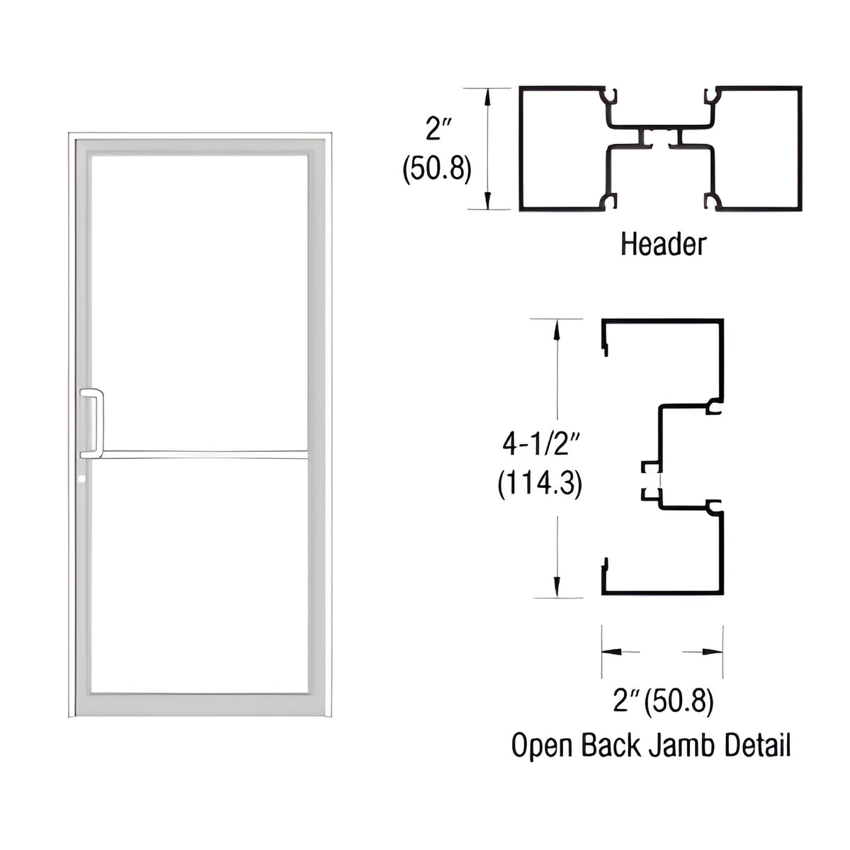 CRL-U.S. Aluminum White KYNAR® Paint Custom Size Series IT451 Open Back Butt Hinge Up and Over Frame Complete (1F)