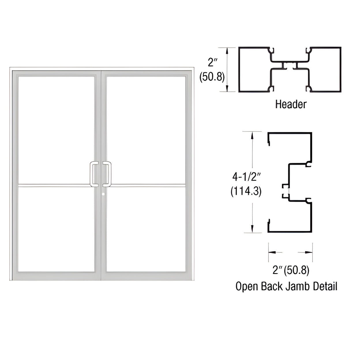CRL-U.S. Aluminum White KYNAR® Paint Custom Size Series IT451 Open Back Butt Hinge Up and Over Frame Complete (2F)