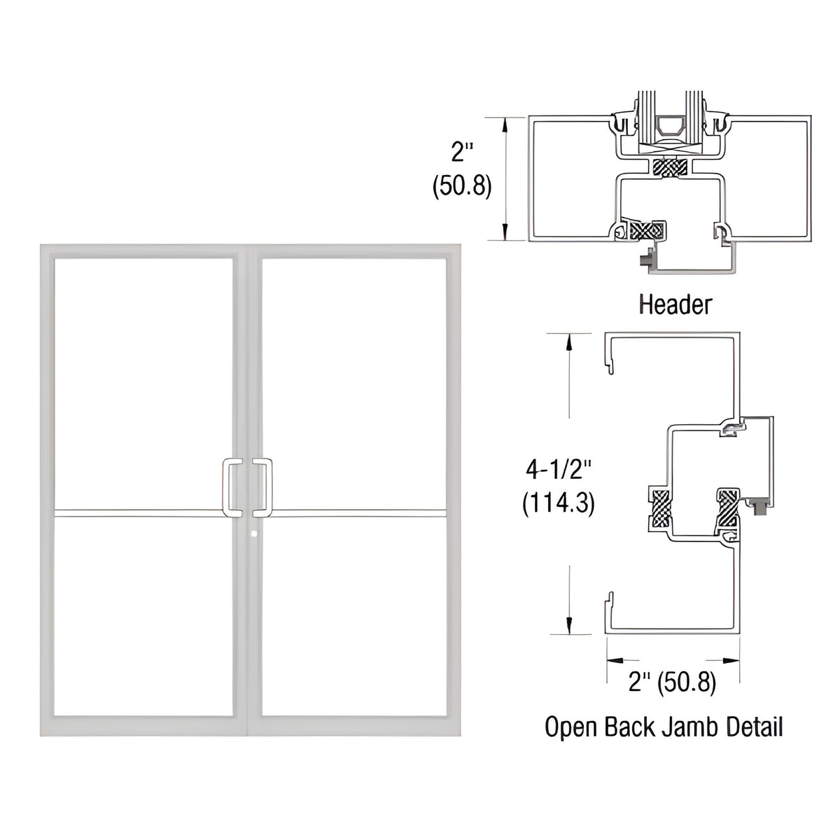 CRL-U.S. Aluminum White KYNAR® Paint Custom Size Series IT451 Open Back Offset Pivot Up and Over Frame Complete (2F)