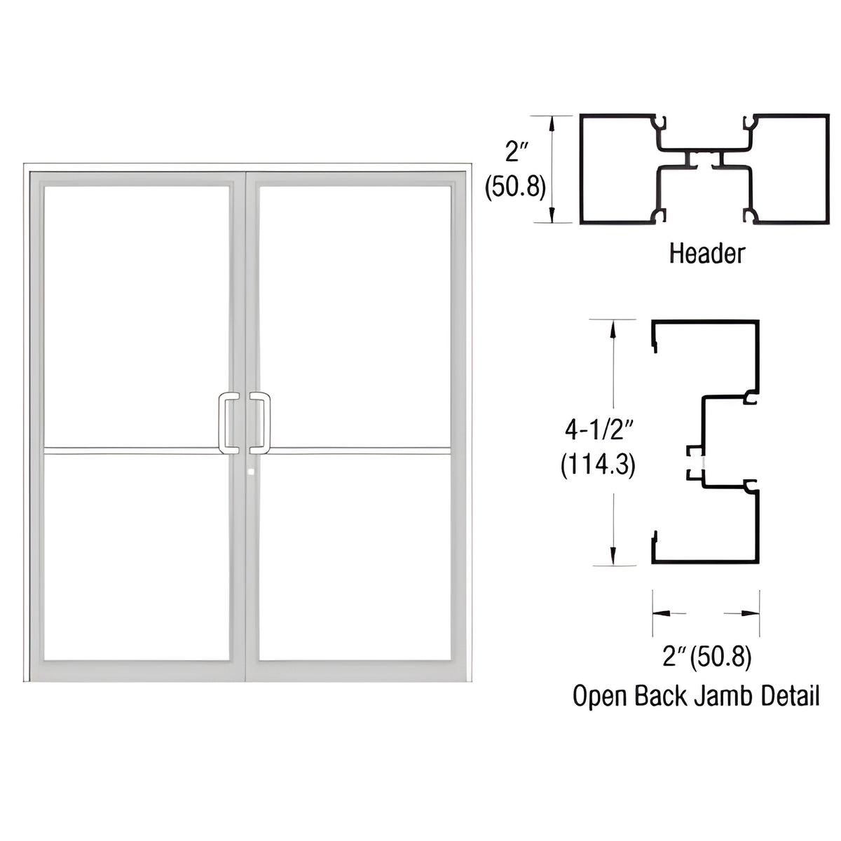 CRL-U.S. Aluminum White KYNAR® Paint Custom Size Series IT451 Open Back Offset Pivot Up and Over Frame Complete (2F)
