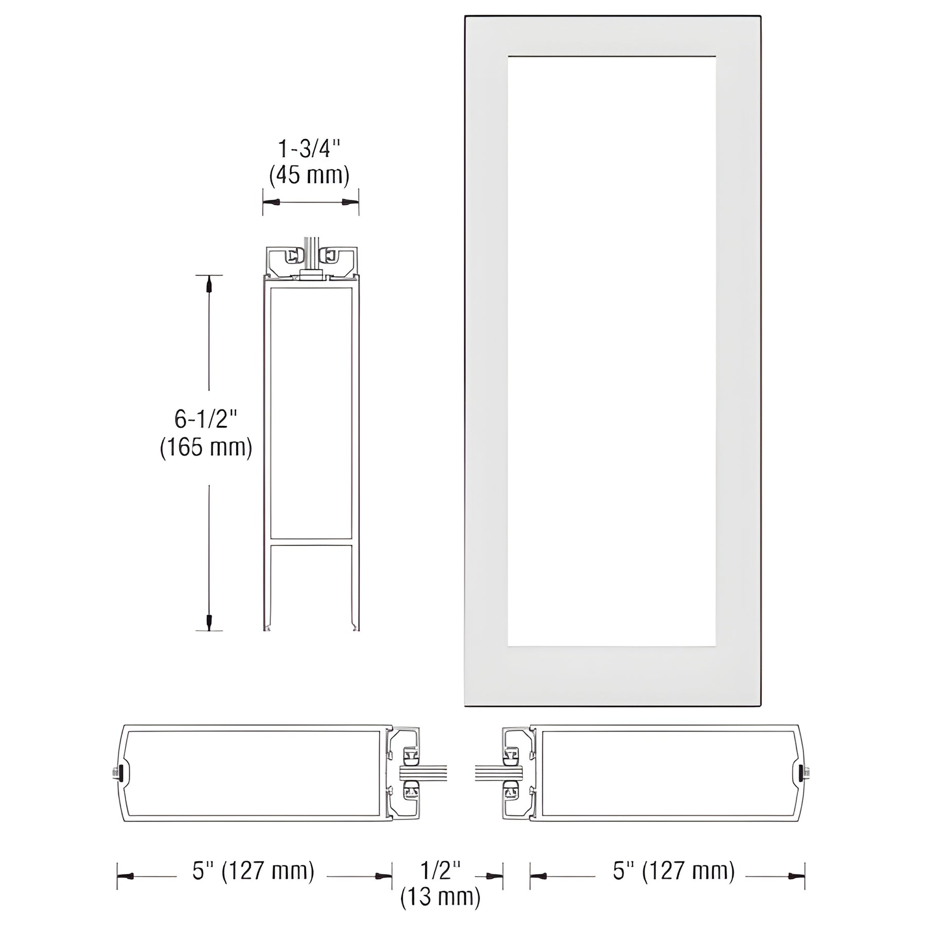 CRL-U.S. Aluminum White KYNAR® Paint Custom Size Single Blank 550 Wide Center Stile Entrance Door - No Prep