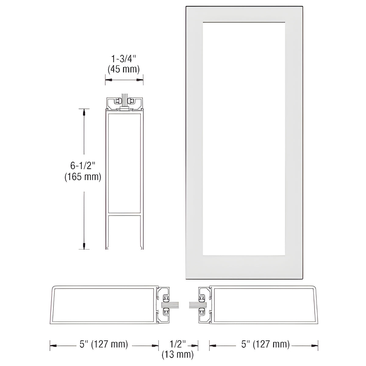 CRL-U.S. Aluminum White KYNAR® Paint Custom Size Single Blank 550 Wide Offset Hung Entrance Door - No Prep