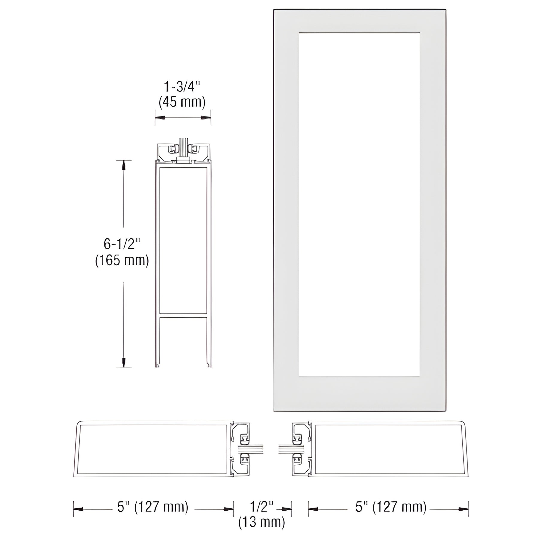 CRL-U.S. Aluminum White KYNAR® Paint Custom Size Single Blank 550 Wide Offset Hung Entrance Door - No Prep