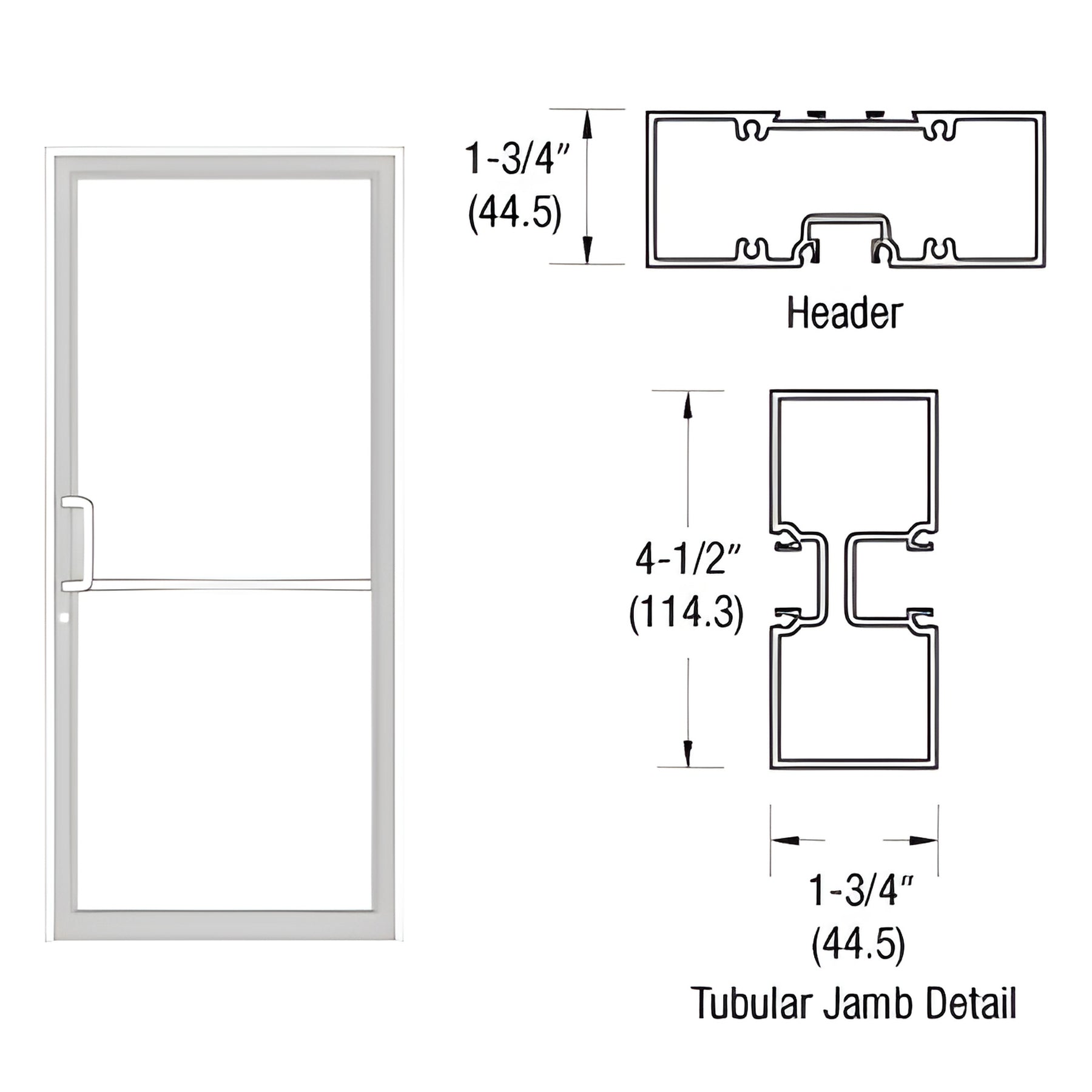 CRL-U.S. Aluminum White KYNAR® Paint Custom Sized Series 450 Tubular Gear Hinge Up and Over Frame Complete (1F)