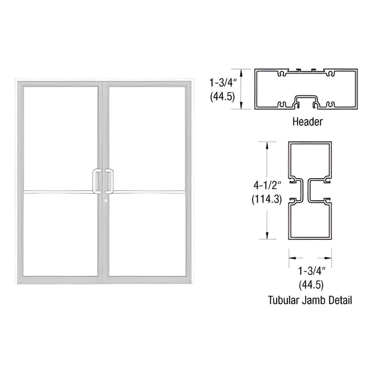 CRL-U.S. Aluminum White KYNAR® Paint Custom Sized Series 450 Tubular Gear Hinge Up and Over Frame Complete (2F)