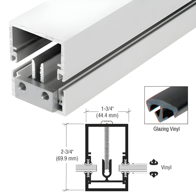 CRL-U.S. Aluminum White KYNAR® Paint Deep Division Bar With Vinyl 1-3/4" x 2-3/4", 24'