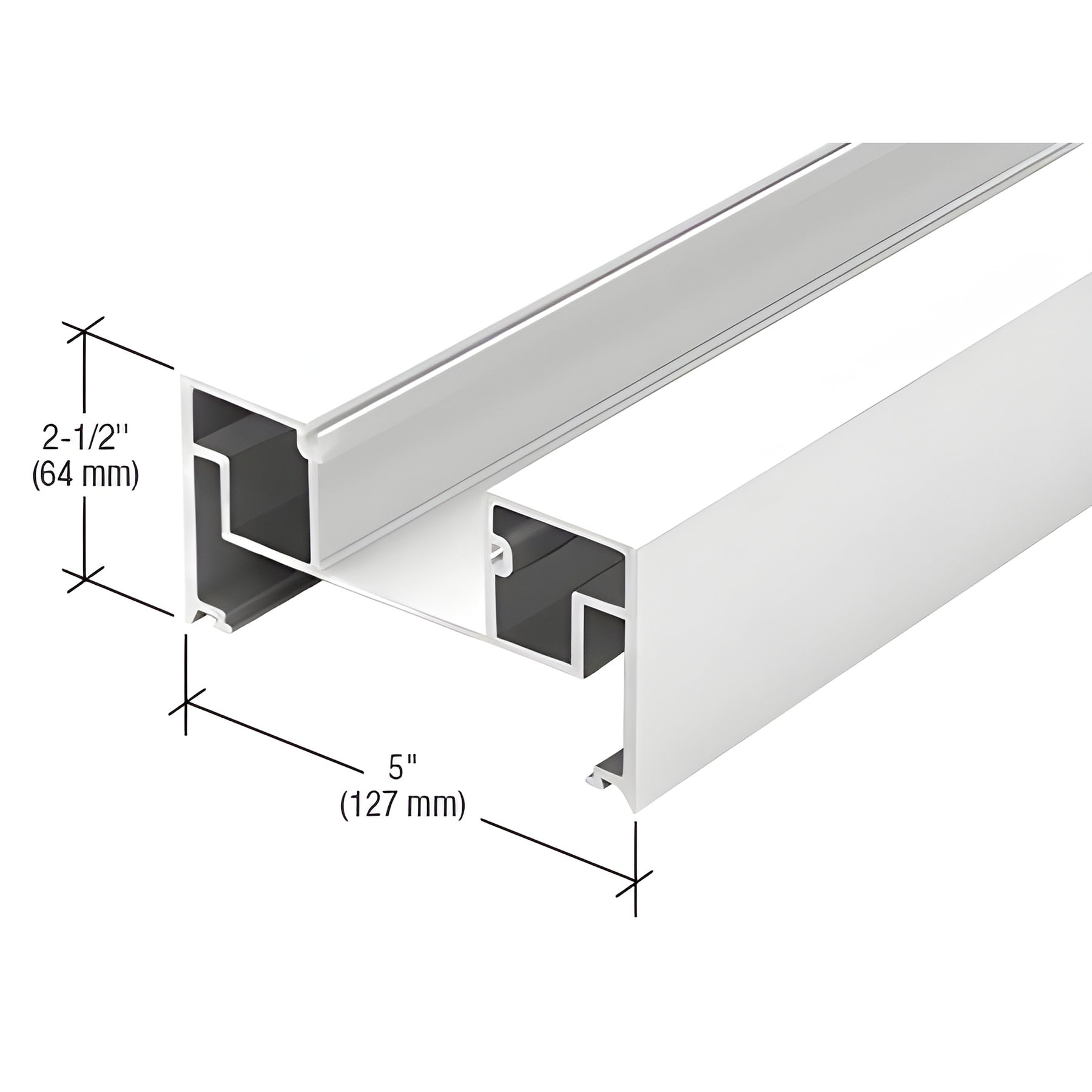 CRL-U.S. Aluminum White KYNAR® Paint Deep Pocket Door Jamb for 1-5/16" Glass - 24'-2"