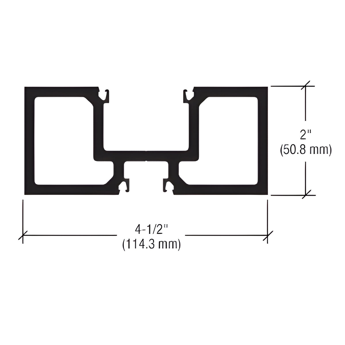 CRL-U.S. Aluminum White KYNAR® Paint Durafront, Door Jamb/Mullion, 2" x 4-1/2" - 21'-9"