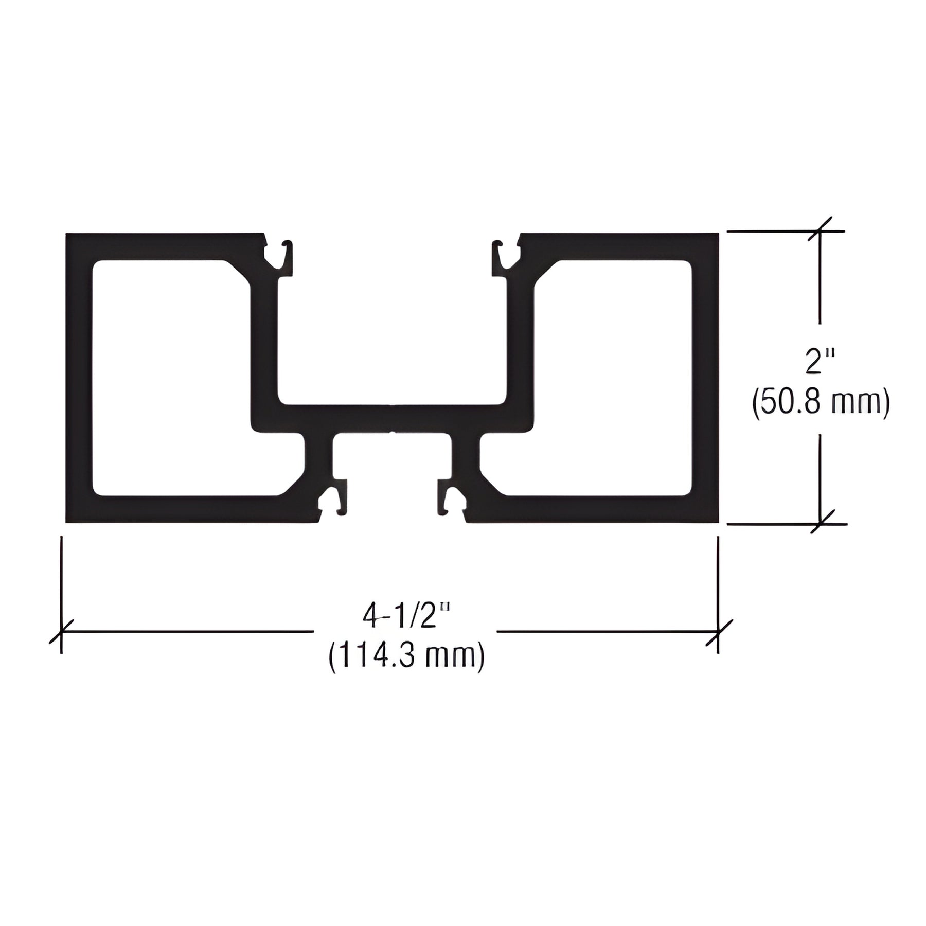 CRL-U.S. Aluminum White KYNAR® Paint Durafront, Door Jamb/Mullion, 2" x 4-1/2" - 21'-9"