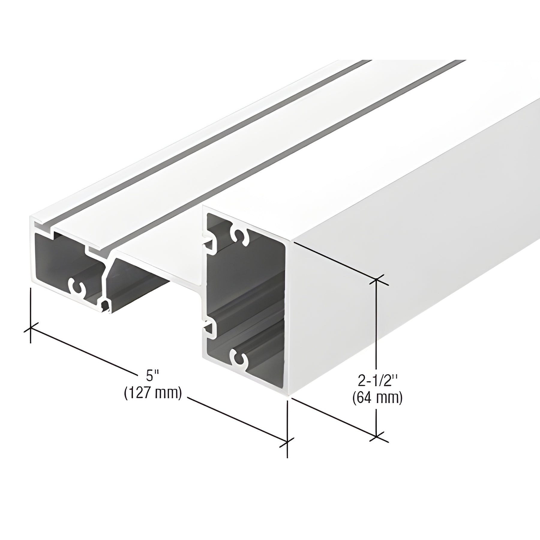 CRL-U.S. Aluminum White KYNAR® Paint Horizontal Mullion for 1-5/16" Glass - 24'-2"