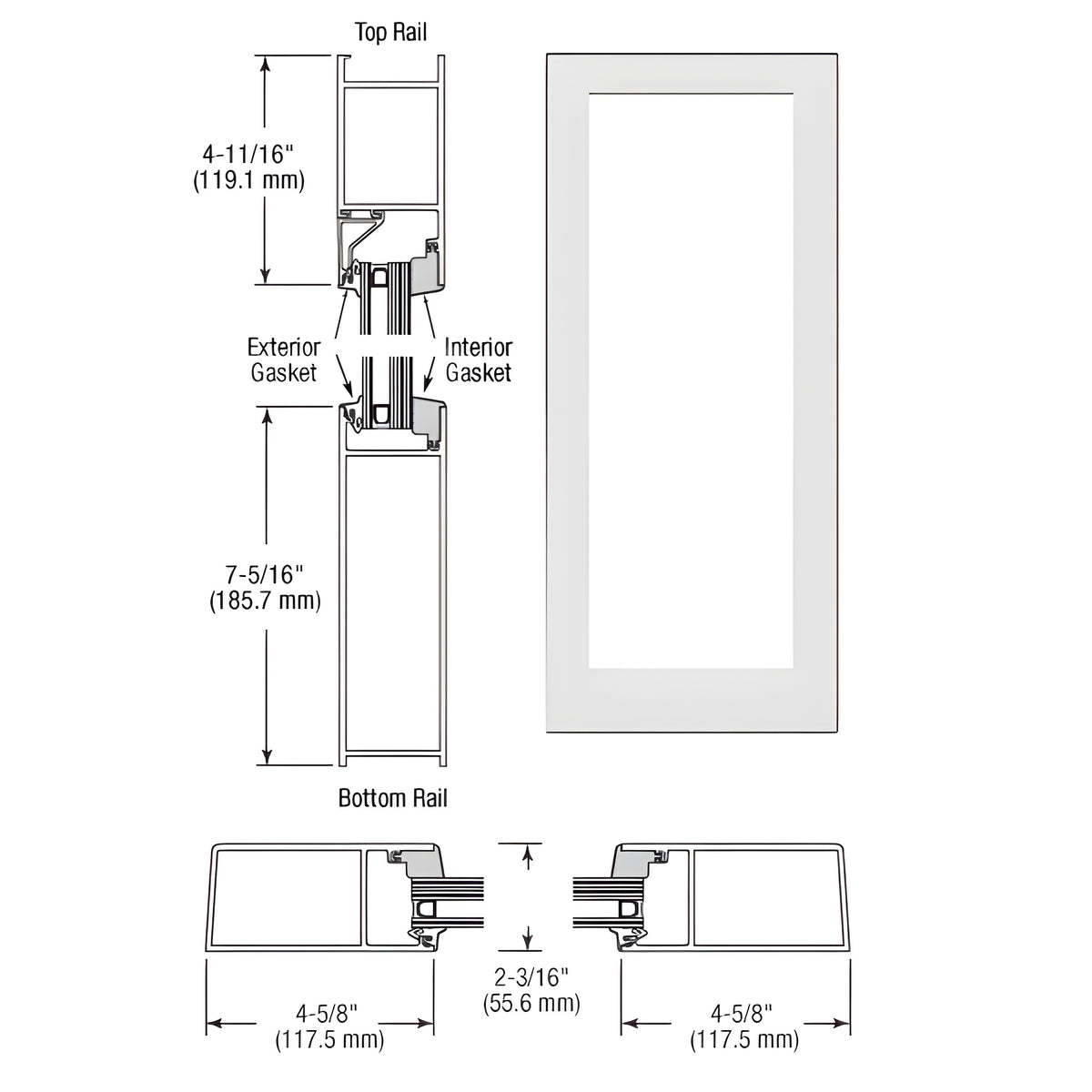 CRL-U.S. Aluminum White KYNAR® Paint IG600 Series Blank Single Hurricane Resistant Offset Hung Entrance Door - No Prep