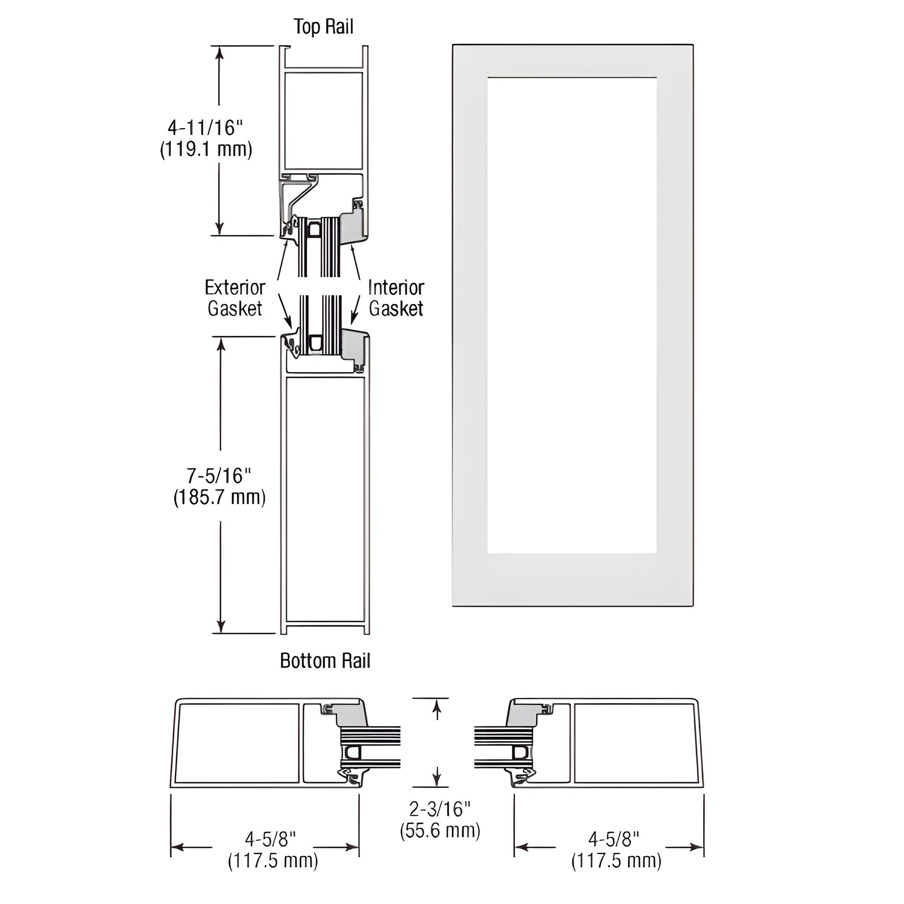 CRL-U.S. Aluminum White KYNAR® Paint IG600 Series Blank Single Hurricane Resistant Offset Hung Entrance Door - No Prep
