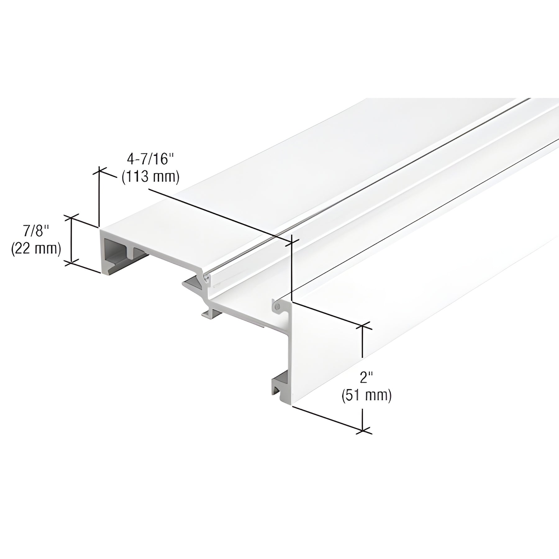 CRL-U.S. Aluminum White KYNAR® Paint Inside Glaze Horizontal Mullion - 24'-2"