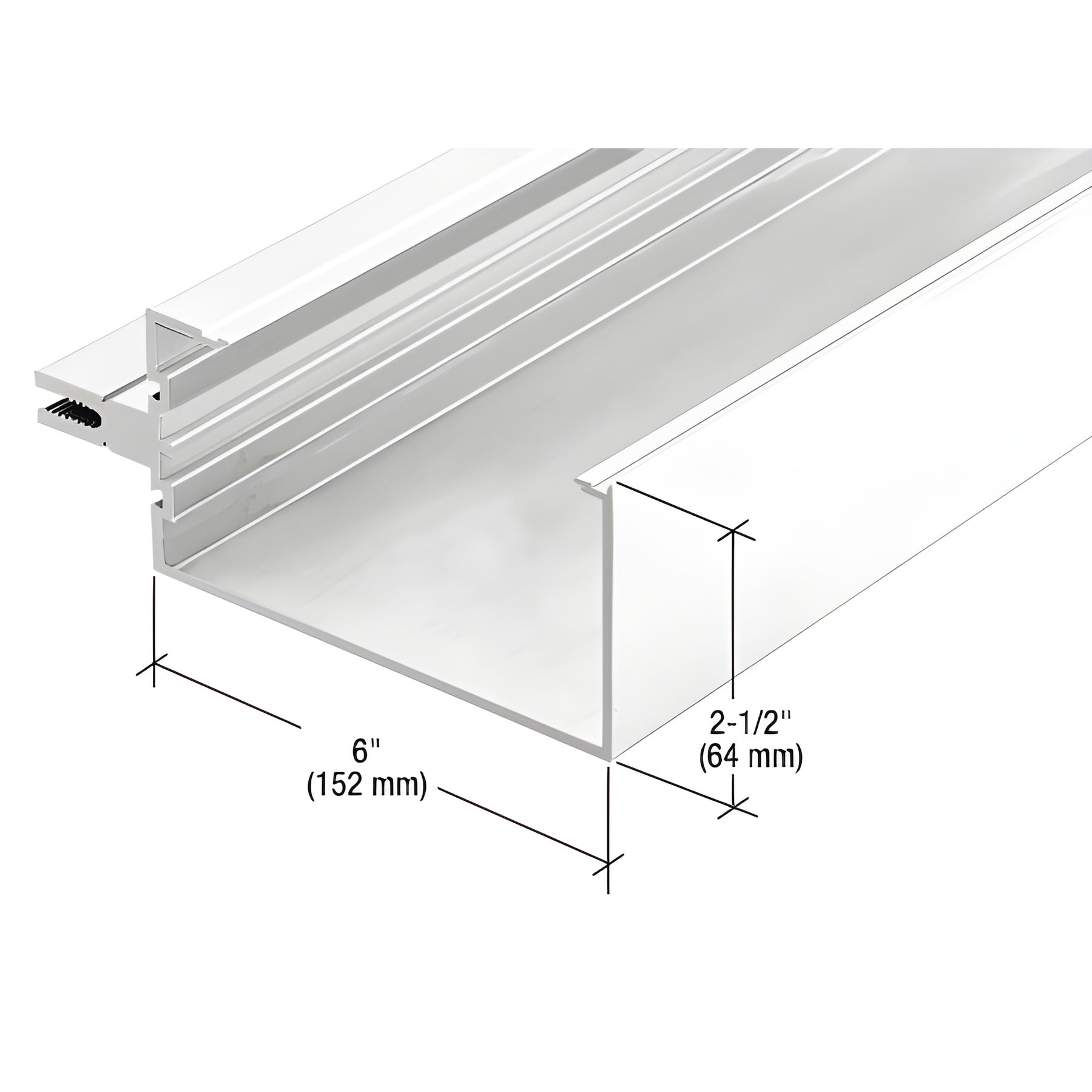CRL-U.S. Aluminum White KYNAR® Paint Open Back Horizontal Mullion, 24'-2"