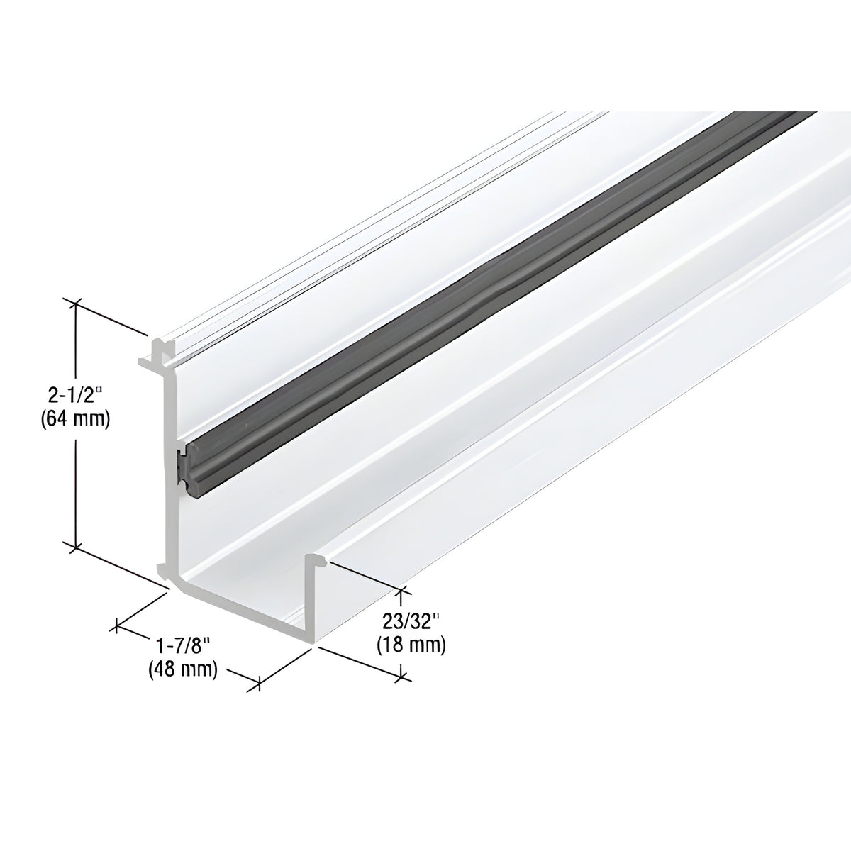 CRL-U.S. Aluminum White KYNAR® Paint Perimeter Pressure Bar- Punched, 24'-2"