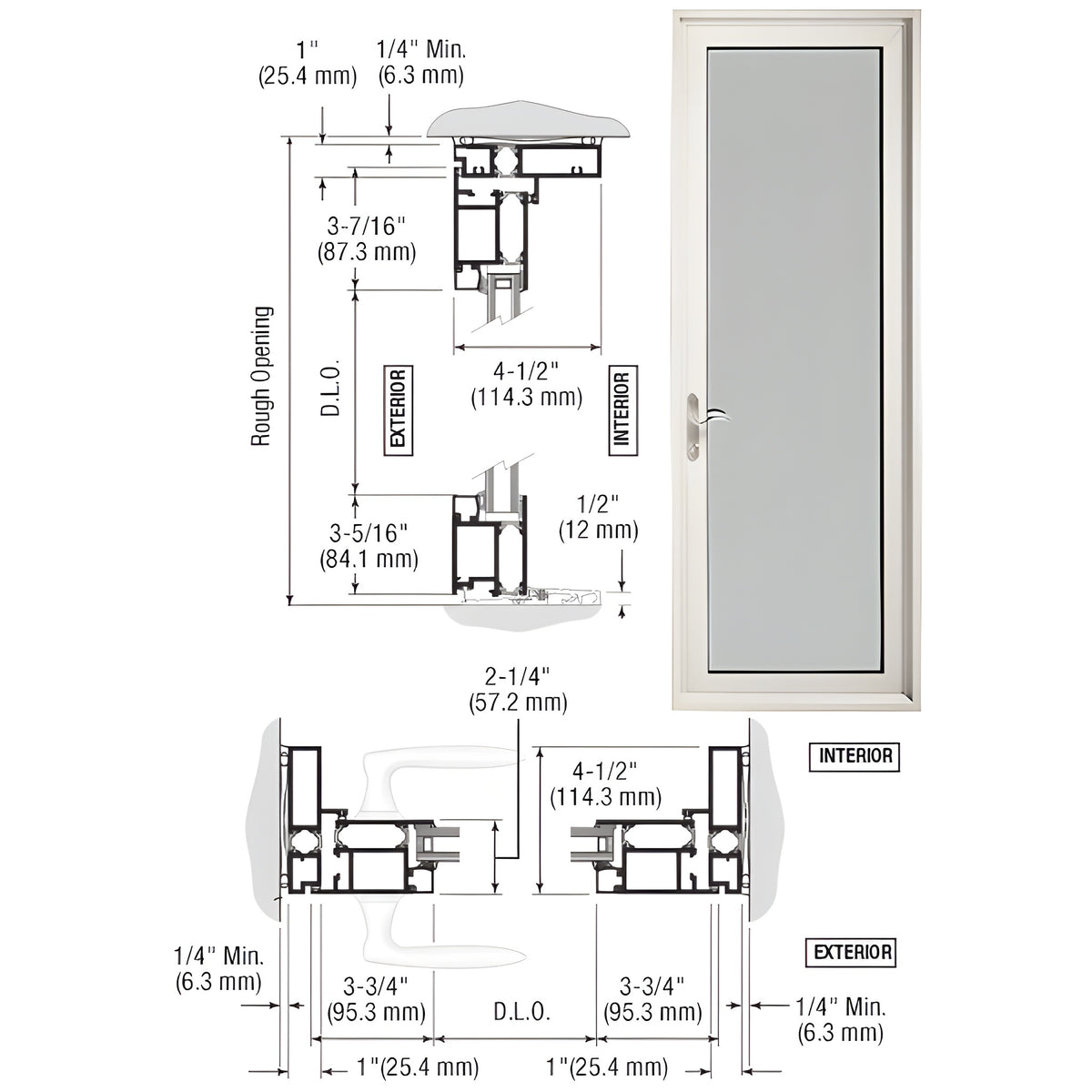 CRL-U.S. Aluminum White KYNAR® Paint Series 900 Terrace Door Hinged Left Swing Out for 1" Glass