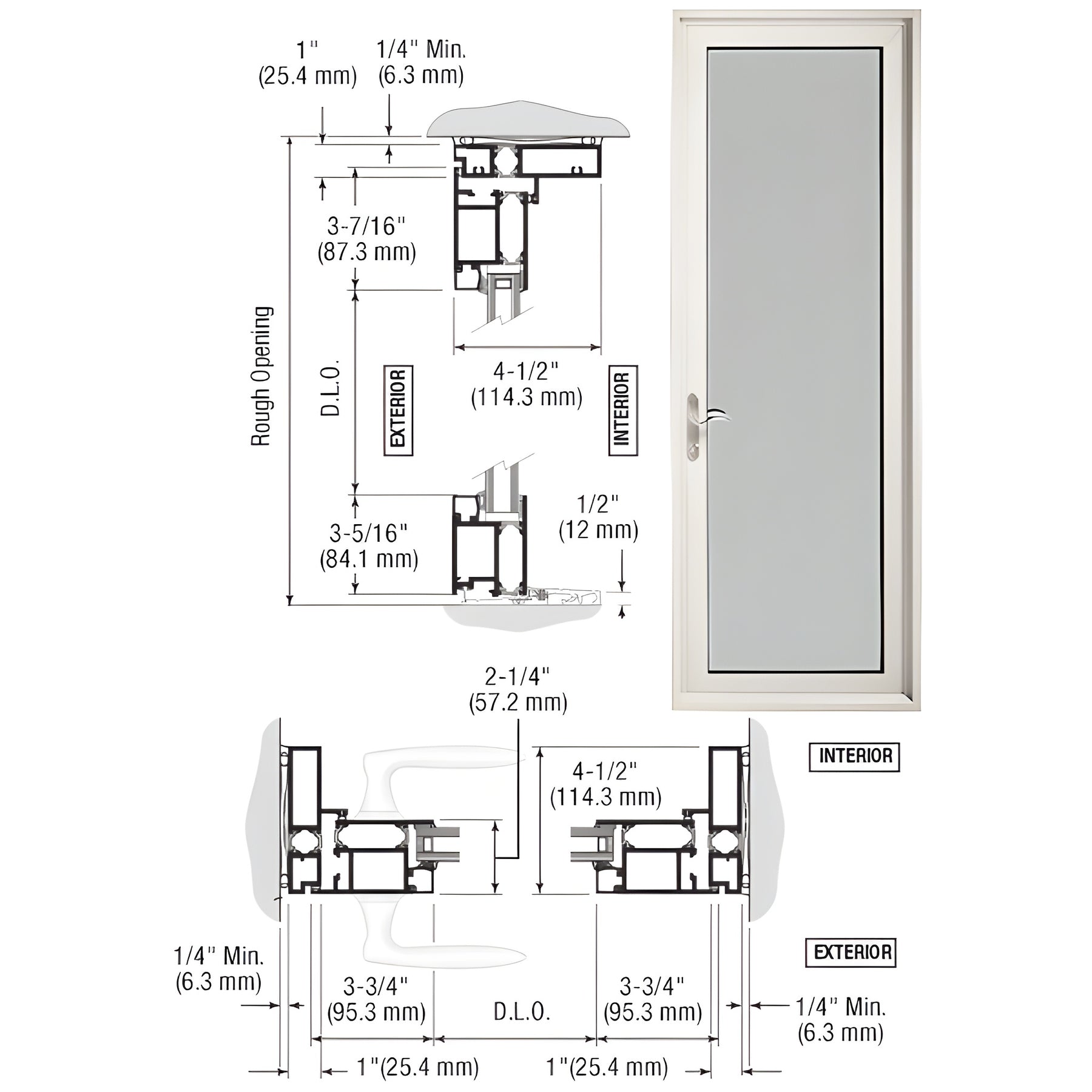 CRL-U.S. Aluminum White KYNAR® Paint Series 900 Terrace Door Hinged Left Swing Out for 1" Glass