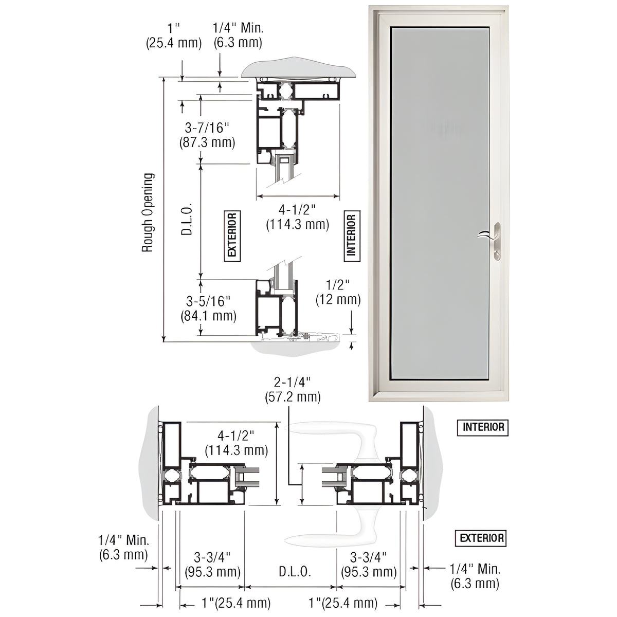 CRL-U.S. Aluminum White KYNAR® Paint Series 900 Terrace Door Hinged Right Swing Out for 1" Glass
