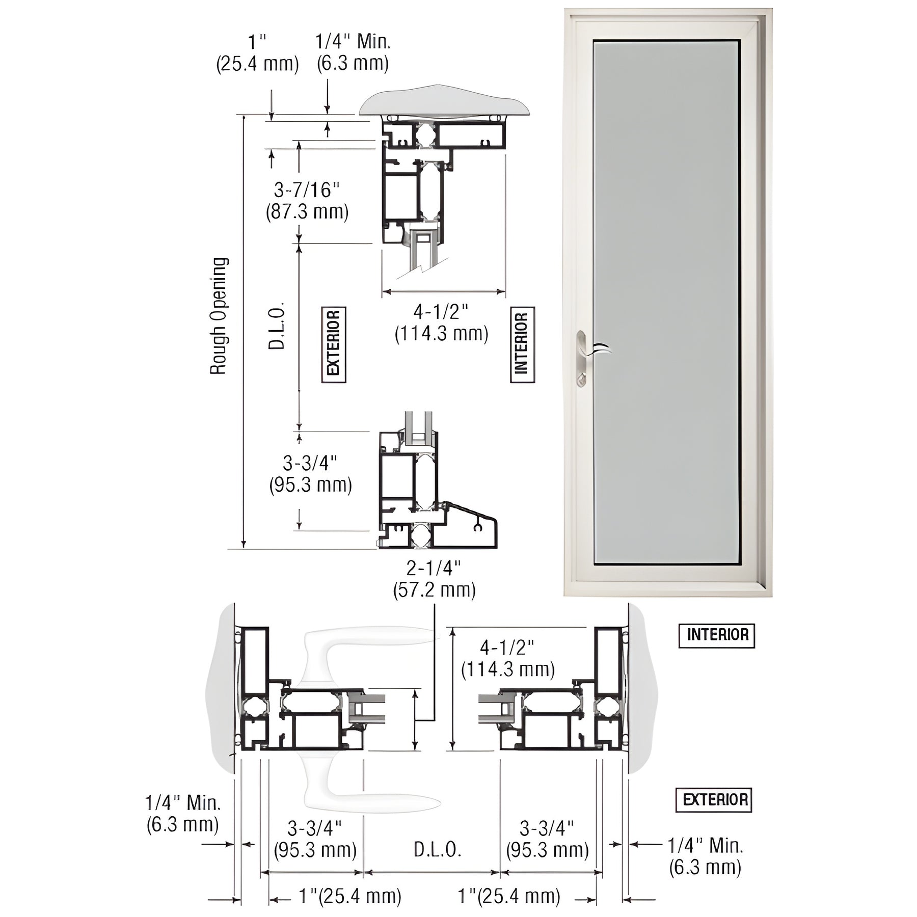 CRL-U.S. Aluminum White KYNAR® Paint Series 900 Terrace Door Hinged Left Swing Out