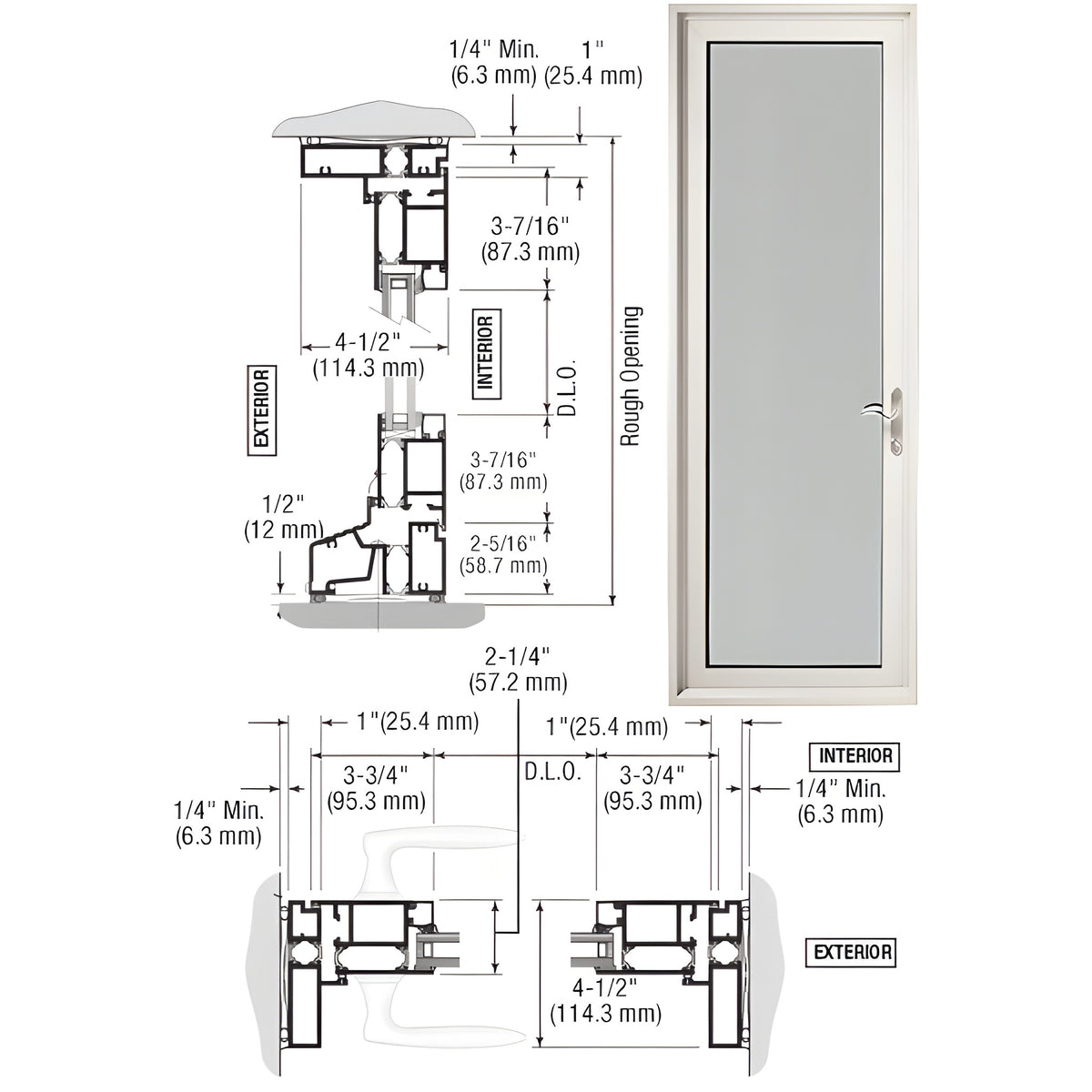 CRL-U.S. Aluminum White KYNAR® Paint Series 900 Terrace Door Hinged Left Swing In