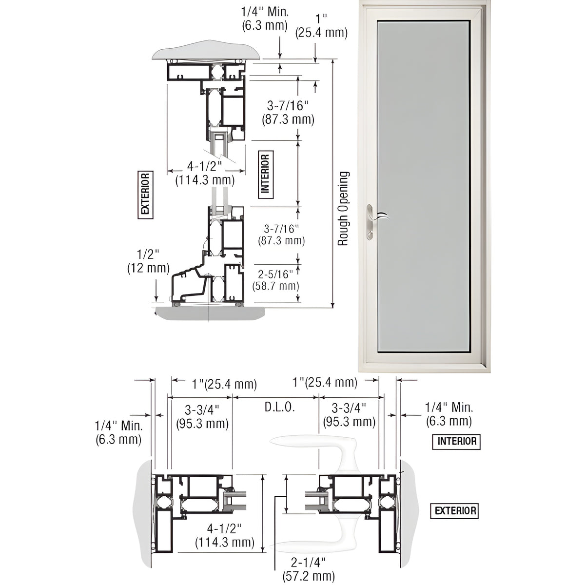 CRL-U.S. Aluminum White KYNAR® Paint Series 900 Terrace Door Hinged Right Swing In