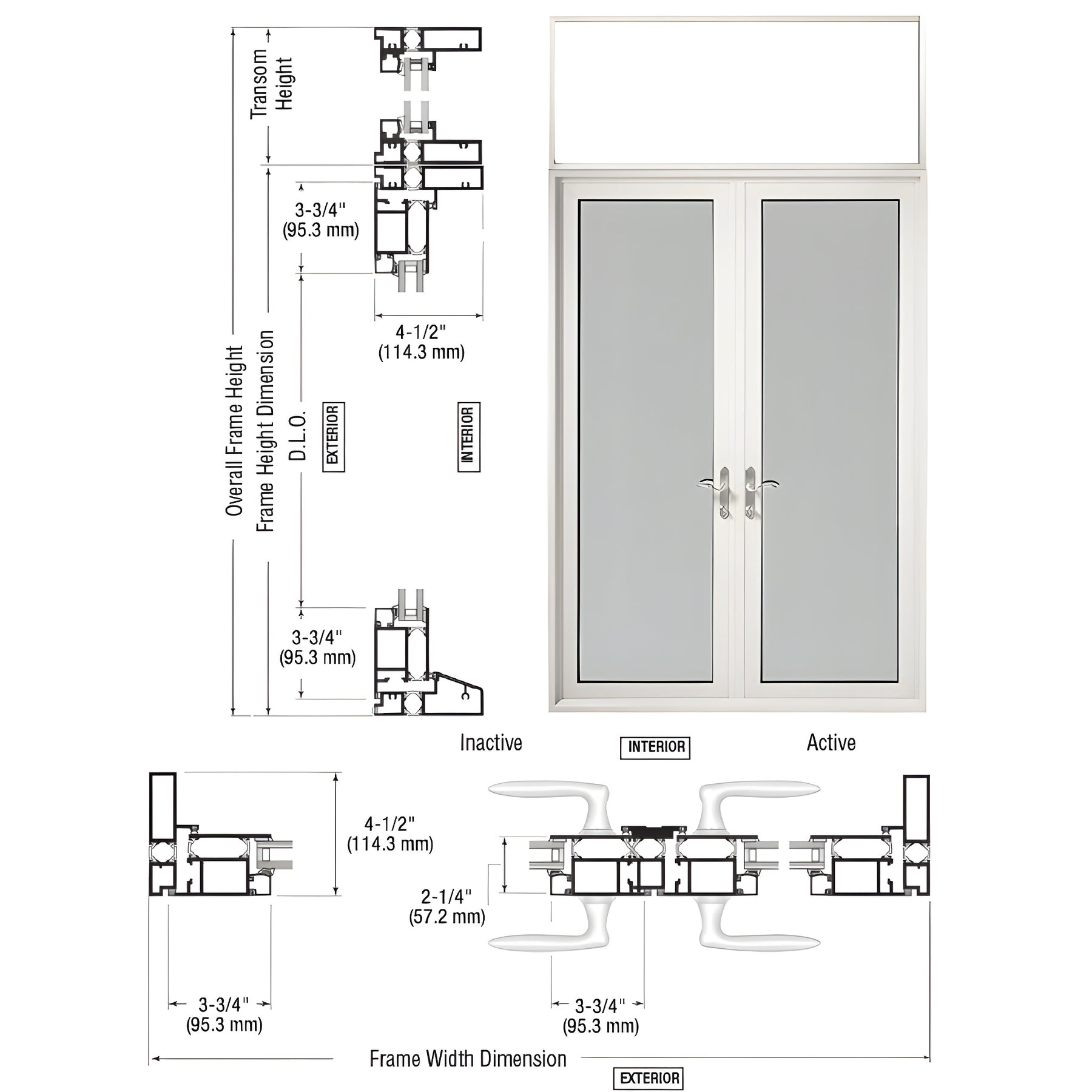 CRL-U.S. Aluminum White KYNAR® Paint Series 900 Terrace Door Pair Swing Out