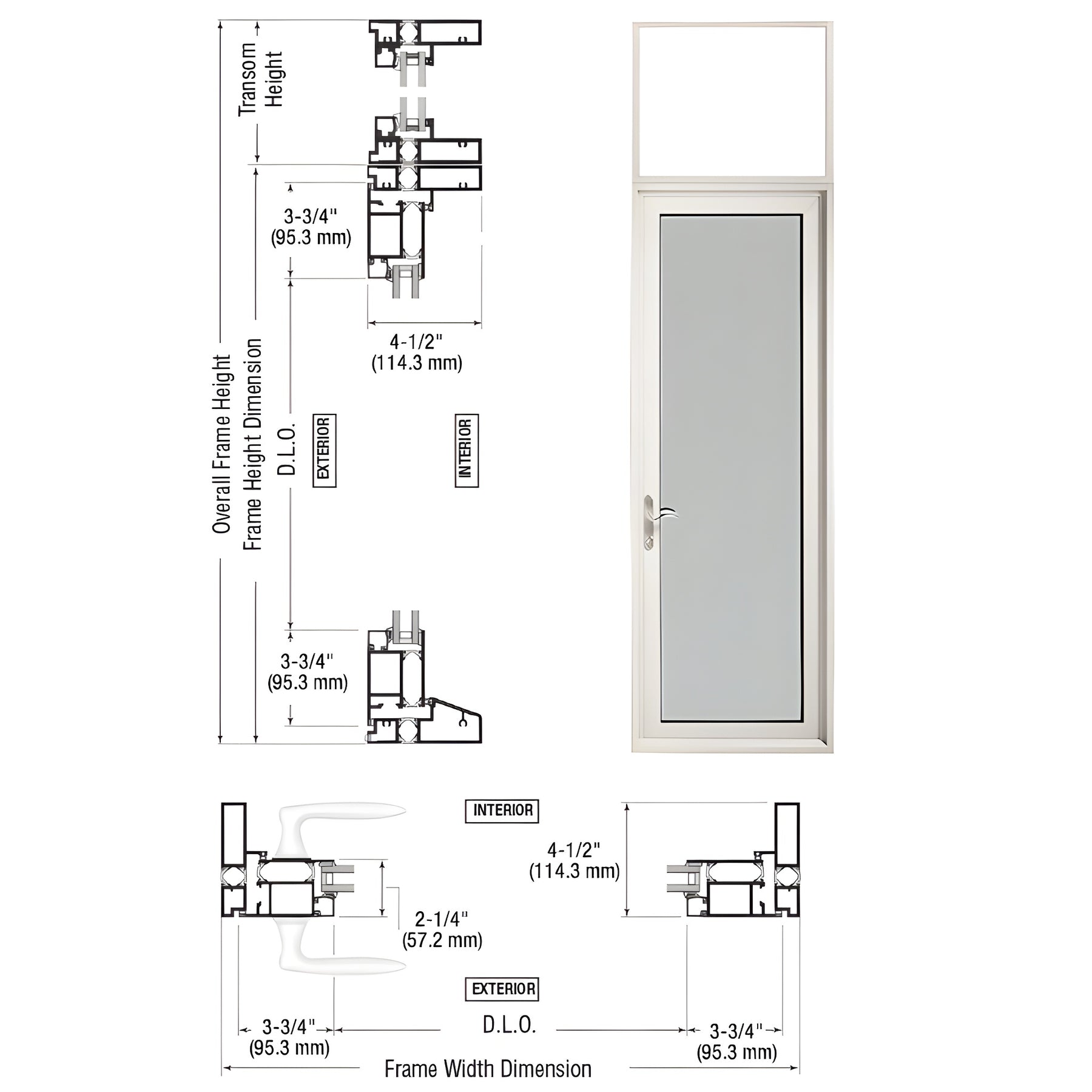 CRL-U.S. Aluminum White KYNAR® Paint Series 900 Terrace Door Single Hinge Left Swing Out
